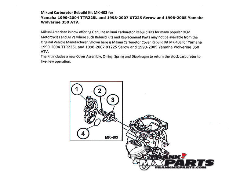ACV revisie kit / Yamaha TTR225L XT225 Serow Wolverine 350 - Afbeelding 2